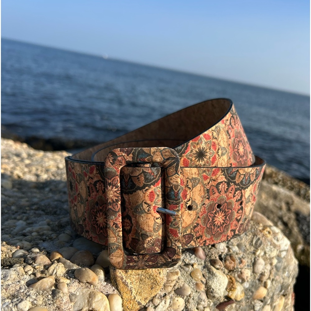 Vegan Cork Floral Belt Waist 35" - 40" - Picture 4 of 7